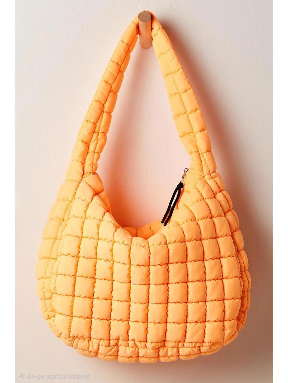 #494 - Free People Quilted Carryall Bag Yellow - Picture 2 of 4